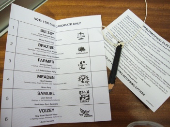 A ballot form that prisoners will not be filling out this general election. Source:Lost_Star/Flickr